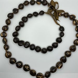 Hawaiian Jewelry Brown Kukui Nut Necklace